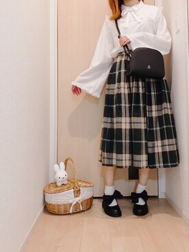 「merry jenny（メリージェニー）のちょこんとbear BAG（ショルダーバッグ）」を使った、かりそめさん（レディース・163cm）の秋コーディネート