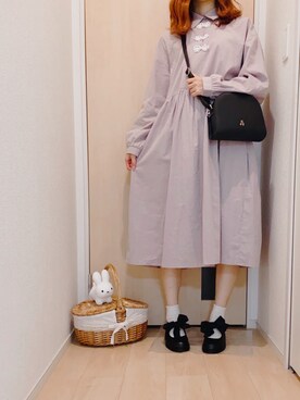 「merry jenny（メリージェニー）のちょこんとbear BAG（ショルダーバッグ）」を使った、かりそめさん（レディース・163cm）の秋コーディネート