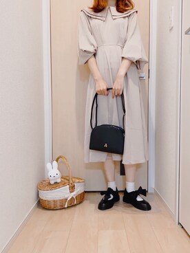「merry jenny（メリージェニー）のちょこんとbear BAG（ショルダーバッグ）」を使った、かりそめさん（レディース・163cm）の秋コーディネート