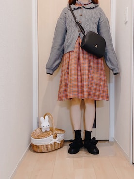 「merry jenny（メリージェニー）のちょこんとbear BAG（ショルダーバッグ）」を使った、かりそめさん（レディース・163cm）の秋コーディネート