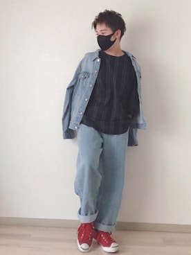 「H&M（エイチ・アンド・エム）のアイテム（シャツ/ブラウス）」を使った、YUITOさん（メンズ・162cm）の秋コーディネート