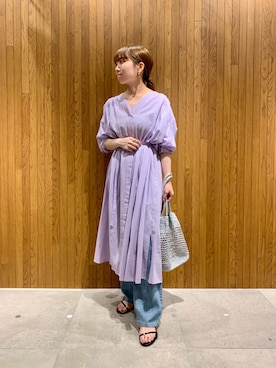 「URBAN RESEARCH（アーバンリサーチ）のコットンガウンワンピース（ワンピース）」を使った、さかもとさん（レディース・154cm）の春コーディネート