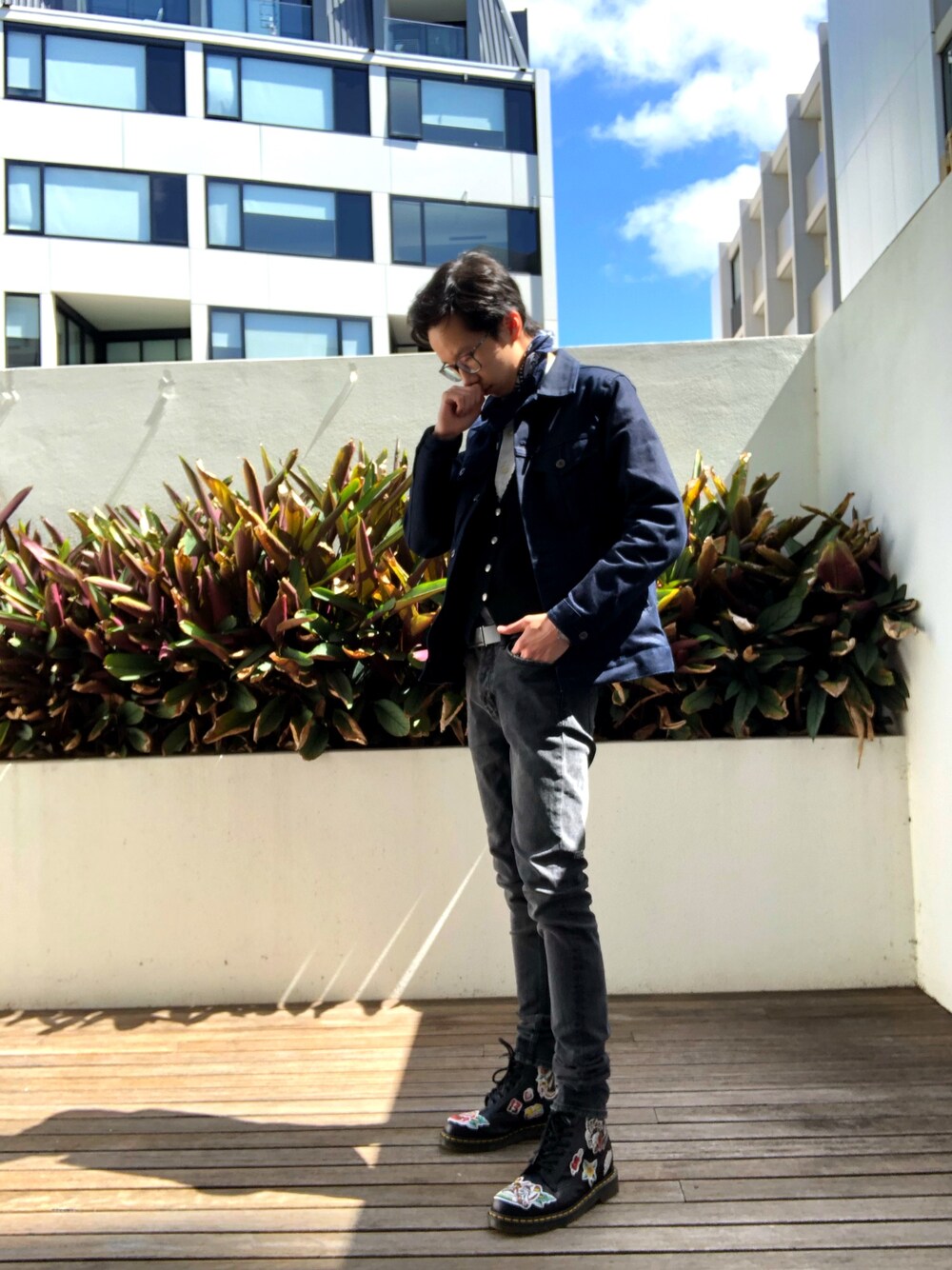 「VINTAGE」｜「ROTHCOのアイテム（カチューシャ、ブルー系）」を使った、megaRandyさん（メンズ・178cm）の冬コーディネートの1枚目の写真
