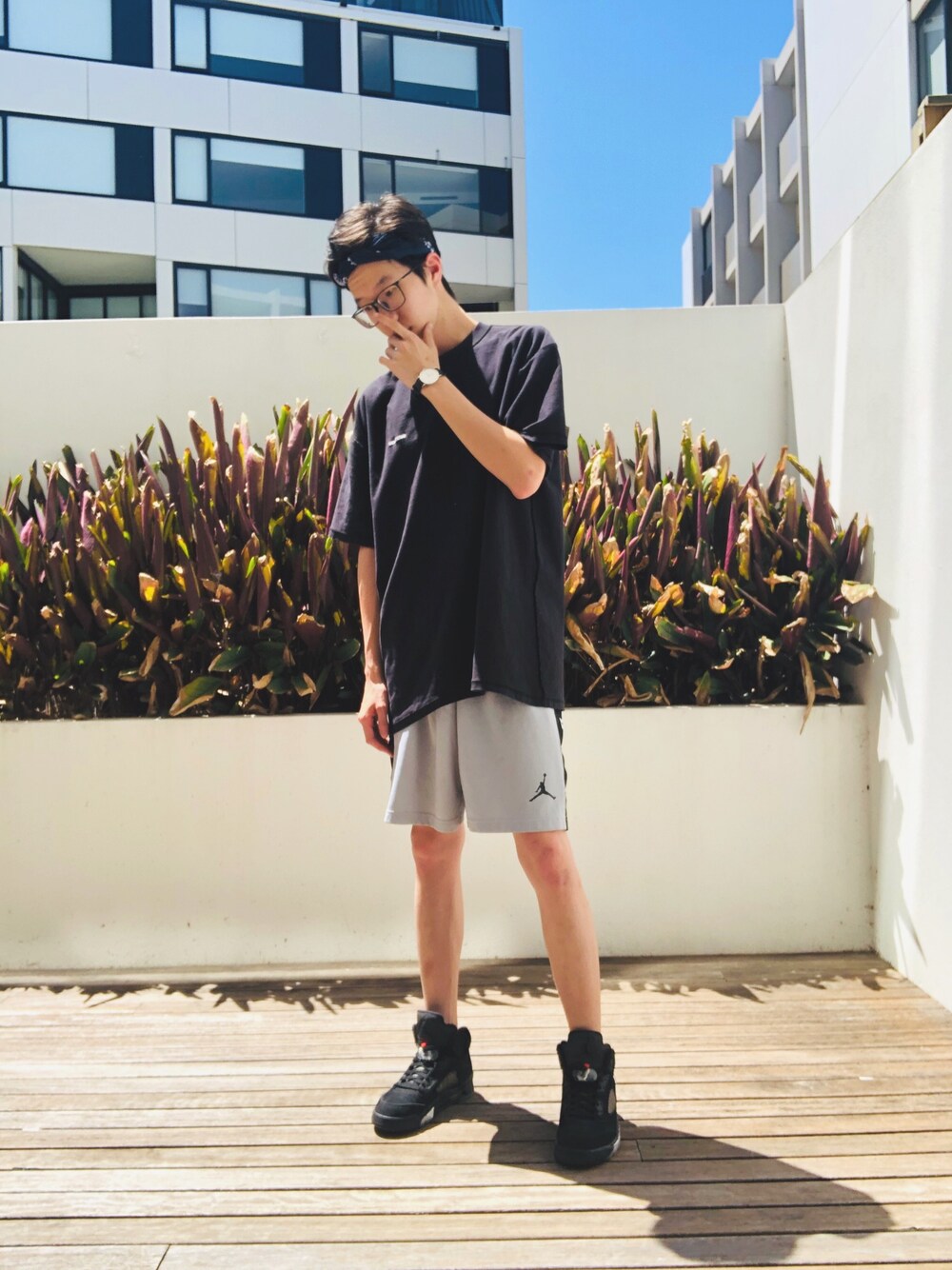 「summer、westcoast」｜「ROTHCOのアイテム（カチューシャ、ブルー系）」を使った、megaRandyさん（メンズ・178cm）の冬コーディネートの1枚目の写真