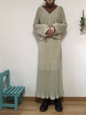 「透かし編みスカート」｜ゆさん（レディース・166cm）の春コーディネート