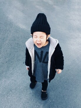 「こども ビームス（コドモビームス）のアイテム（パーカー）」を使った、kaiさん（キッズ・80cm）の冬コーディネート