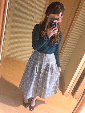 「ロングヘア」｜「アイテム（ハンチング/ベレー帽）」を使った、tanichibi*さん（レディース・149cm）の秋コーディネート