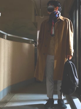 「アイテム（ステンカラーコート）」を使った、よぴださん（メンズ・169cm・20代）の冬コーディネート