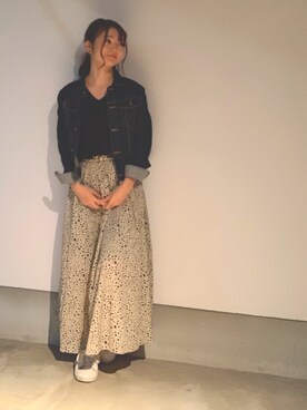 「SPIGA（スピーガ）のﾀﾞﾙﾒｼｱﾝ柄ﾌﾚｱｰSK（スカート、ベージュ系）」を使った、えぃちゃんさん（レディース・153cm）の秋コーディネート
