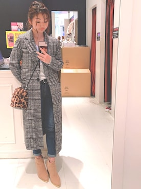 「BCstyleのアイテム（ブーツ、ベージュ系）」を使った、えぃちゃんさん（レディース・153cm）の冬コーディネート