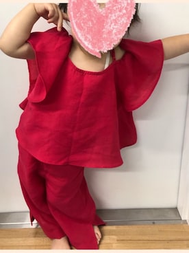 「petit main（プティマイン）のアイテム（キャミソール）」を使った、ちゃんまん♡はなこんさん（キッズ・80cm）の夏コーディネート