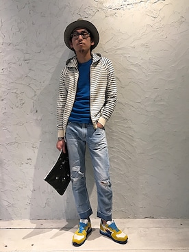 「ISAMU KATAYAMA BACKLASH（イサムカタヤマバックラッシュ）のアイテム（ヘアアクセサリー）」を使った、上ノ山 寛瑛さん（メンズ・172cm）の春コーディネート