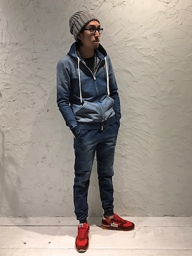 「C-PLUS（シープラス）のアイテム」を使った、上ノ山 寛瑛さん（メンズ・172cm）の春コーディネート