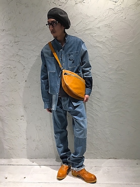 「B'2nd（ビーセカンド）のアイテム（ハンチング/ベレー帽）」を使った、上ノ山 寛瑛さん（メンズ・172cm）の春コーディネート