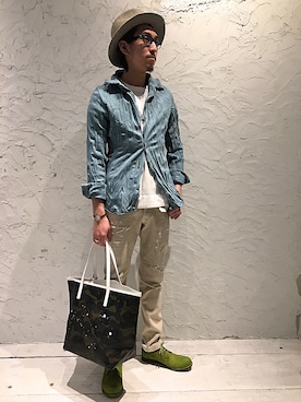 「SIDE SLOPE（サイドスロープ）のアイテム」を使った、上ノ山 寛瑛さん（メンズ・172cm）の春コーディネート