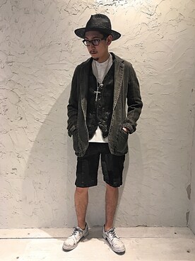 「ISAMU KATAYAMA BACKLASH（イサムカタヤマバックラッシュ）のアイテム（テーラードジャケット）」を使った、上ノ山 寛瑛さん（メンズ・172cm）の春コーディネート