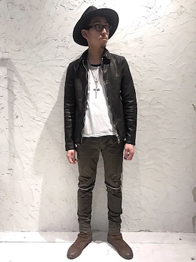 「ISAMU KATAYAMA BACKLASH（イサムカタヤマバックラッシュ）のアイテム（アクセサリー）」を使った、上ノ山 寛瑛さん（メンズ・172cm）の夏コーディネート
