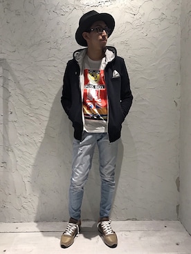 「surt」｜「アイテム（帽子）」を使った、上ノ山 寛瑛さん（メンズ・172cm）の夏コーディネート