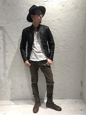 「ISAMU KATAYAMA BACKLASH（イサムカタヤマバックラッシュ）のアイテム（アクセサリー）」を使った、上ノ山 寛瑛さん（メンズ・172cm）の夏コーディネート