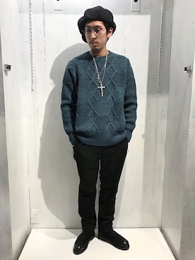「ISAMU KATAYAMA BACKLASH（イサムカタヤマバックラッシュ）のアイテム（アクセサリー）」を使った、上ノ山 寛瑛さん（メンズ・172cm）の秋コーディネート