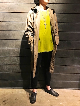 「ISAMU KATAYAMA BACKLASH（イサムカタヤマバックラッシュ）のアイテム（アクセサリー）」を使った、上ノ山 寛瑛さん（メンズ・172cm）の夏コーディネート