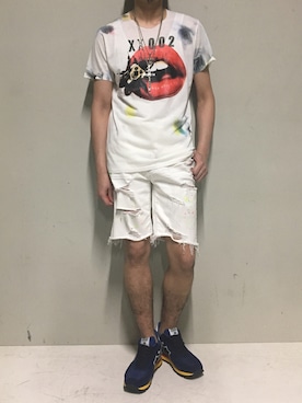 「ISAMU KATAYAMA BACKLASH（イサムカタヤマバックラッシュ）のアイテム（アクセサリー）」を使った、上ノ山 寛瑛さん（メンズ・172cm）の夏コーディネート