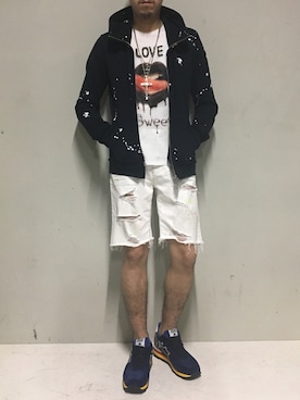 「ISAMU KATAYAMA BACKLASH（イサムカタヤマバックラッシュ）のアイテム（アクセサリー）」を使った、上ノ山 寛瑛さん（メンズ・172cm）の夏コーディネート
