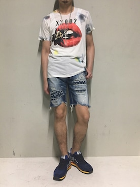 「ISAMU KATAYAMA BACKLASH（イサムカタヤマバックラッシュ）のアイテム（アクセサリー）」を使った、上ノ山 寛瑛さん（メンズ・172cm）の夏コーディネート