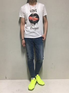 「ISAMU KATAYAMA BACKLASH（イサムカタヤマバックラッシュ）のアイテム（アクセサリー）」を使った、上ノ山 寛瑛さん（メンズ・172cm）の夏コーディネート