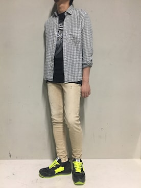 「YANUK（ヤヌーク）のアイテム（トップス）」を使った、上ノ山 寛瑛さん（メンズ・172cm）の夏コーディネート