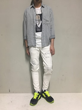 「YANUK（ヤヌーク）のアイテム（トップス）」を使った、上ノ山 寛瑛さん（メンズ・172cm）の夏コーディネート