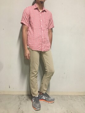 「YANUK（ヤヌーク）のアイテム（パンツ）」を使った、上ノ山 寛瑛さん（メンズ・172cm）の夏コーディネート