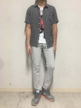 「YANUK（ヤヌーク）のアイテム（トップス）」を使った、上ノ山 寛瑛さん（メンズ・172cm）の夏コーディネート
