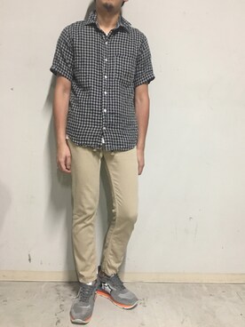 「YANUK（ヤヌーク）のアイテム（トップス）」を使った、上ノ山 寛瑛さん（メンズ・172cm）の夏コーディネート