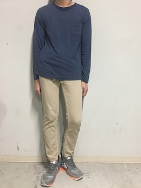 「YANUK（ヤヌーク）のアイテム（パンツ）」を使った、上ノ山 寛瑛さん（メンズ・172cm）の夏コーディネート