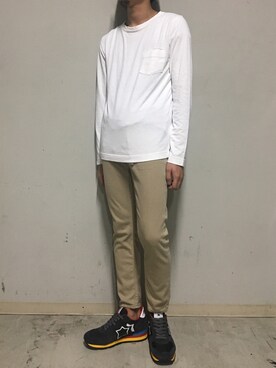 「YANUK（ヤヌーク）のアイテム（パンツ）」を使った、上ノ山 寛瑛さん（メンズ・172cm）の夏コーディネート