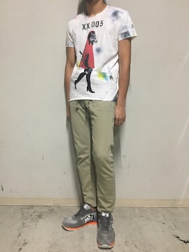 「YANUK（ヤヌーク）のアイテム（パンツ）」を使った、上ノ山 寛瑛さん（メンズ・172cm）の夏コーディネート