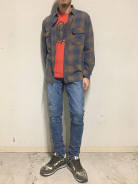 「OURET（オーレット）のアイテム（Tシャツ/カットソー）」を使った、上ノ山 寛瑛さん（メンズ・172cm）の夏コーディネート