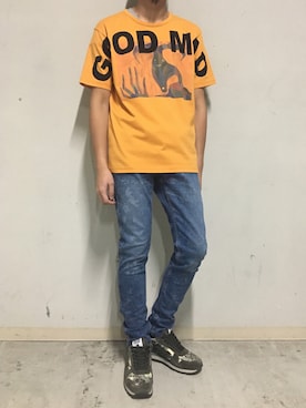 「OURET（オーレット）のアイテム（Tシャツ/カットソー）」を使った、上ノ山 寛瑛さん（メンズ・172cm）の夏コーディネート