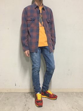 「OURET（オーレット）のアイテム（Tシャツ/カットソー）」を使った、上ノ山 寛瑛さん（メンズ・172cm）の夏コーディネート