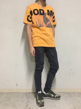 「OURET（オーレット）のアイテム（Tシャツ/カットソー）」を使った、上ノ山 寛瑛さん（メンズ・172cm）の秋コーディネート