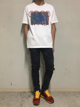 「OURET（オーレット）のアイテム（Tシャツ/カットソー）」を使った、上ノ山 寛瑛さん（メンズ・172cm）の秋コーディネート
