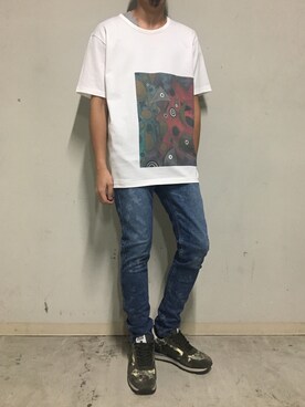 「OURET（オーレット）のアイテム（Tシャツ/カットソー）」を使った、上ノ山 寛瑛さん（メンズ・172cm）の秋コーディネート