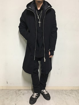 「ISAMU KATAYAMA BACKLASH（イサムカタヤマバックラッシュ）のアイテム（アクセサリー）」を使った、上ノ山 寛瑛さん（メンズ・172cm）の秋コーディネート
