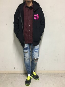 「ビッグジョン」｜上ノ山 寛瑛さん（メンズ・172cm）の冬コーディネート
