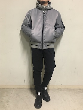 「surt（サート）のアイテム（ブルゾン）」を使った、上ノ山 寛瑛さん（メンズ・172cm）の冬コーディネート