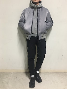 「surt（サート）のアイテム（ブルゾン）」を使った、上ノ山 寛瑛さん（メンズ・172cm）の冬コーディネート