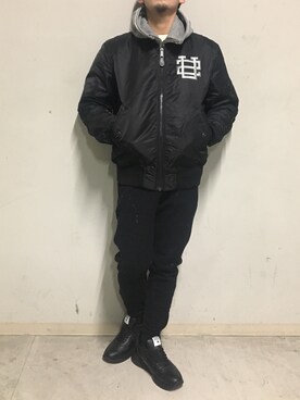 「surt（サート）のアイテム（ブルゾン）」を使った、上ノ山 寛瑛さん（メンズ・172cm）の冬コーディネート