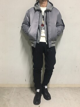 「surt（サート）のアイテム（ブルゾン）」を使った、上ノ山 寛瑛さん（メンズ・172cm）の冬コーディネート