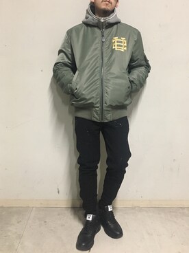 「surt（サート）のアイテム（ブルゾン）」を使った、上ノ山 寛瑛さん（メンズ・172cm）の冬コーディネート